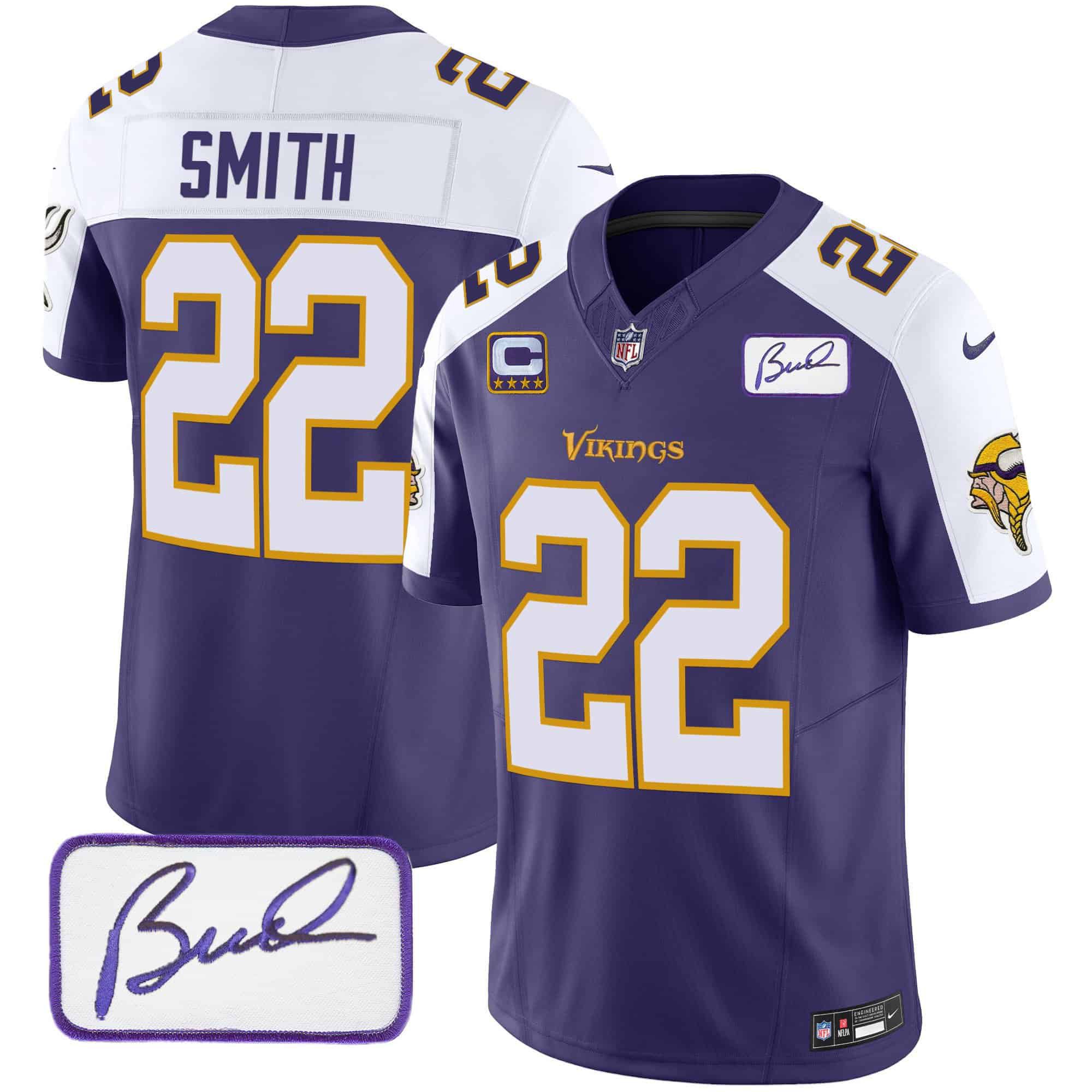Men Minnesota Vikings #22 Smith Purple 2024 Nike Bud Grant Patch Classic Limited NFL Jersey style 4->indianapolis colts->NFL Jersey
